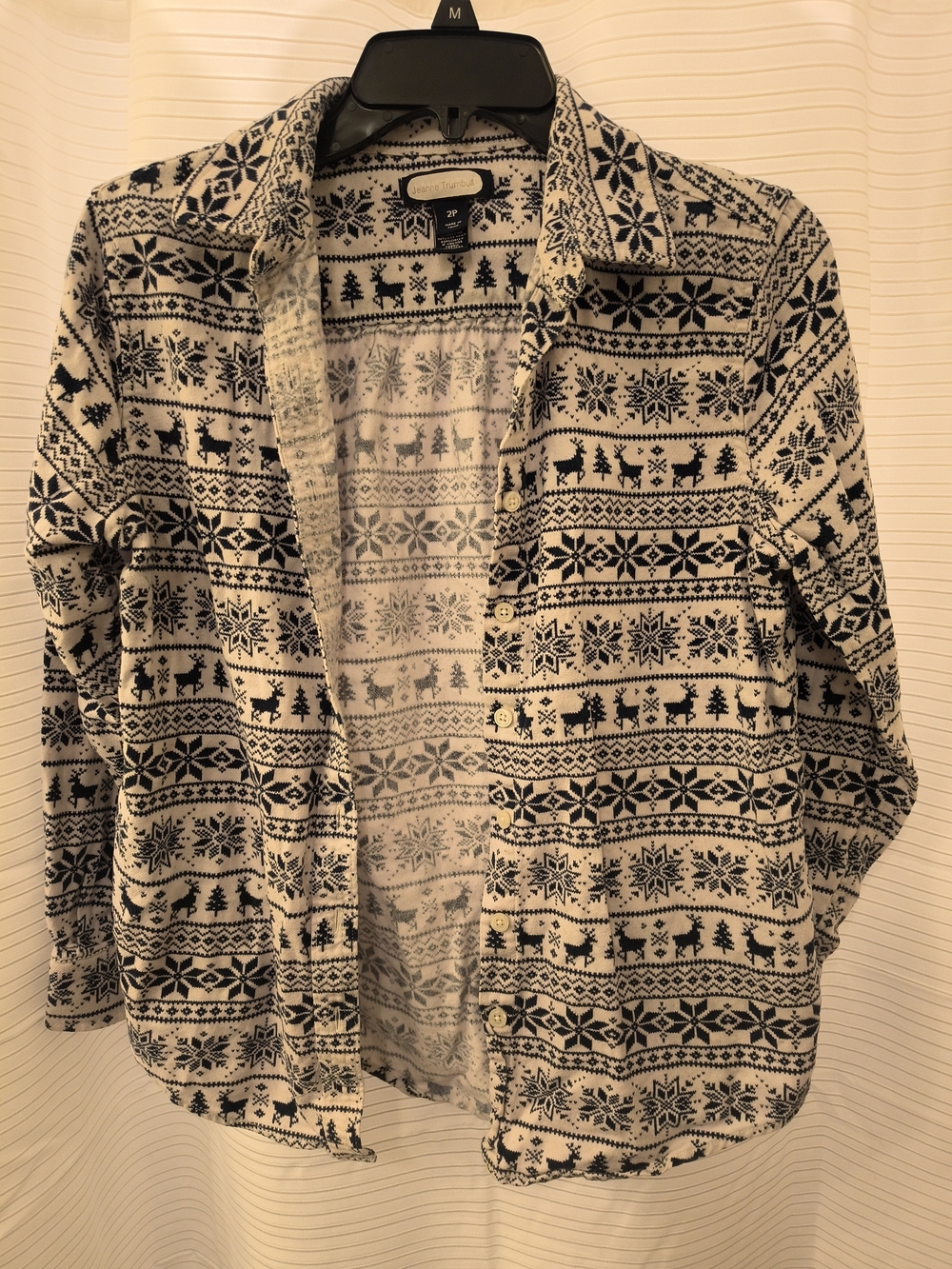 Lands' End Black and White Nordic-Pattern Button-Down Shirt